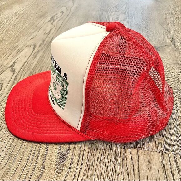 Vintage Foam & Mesh Rope Flat Brim Snapback Hat Cap 10,000 Silver $ Bar Montana - Picture 2 of 6